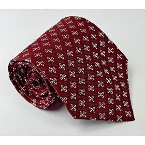 Vintage 1990 Polo Ralph Lauren Silk Tie Made in USA Burgundy Geometric Hand Made